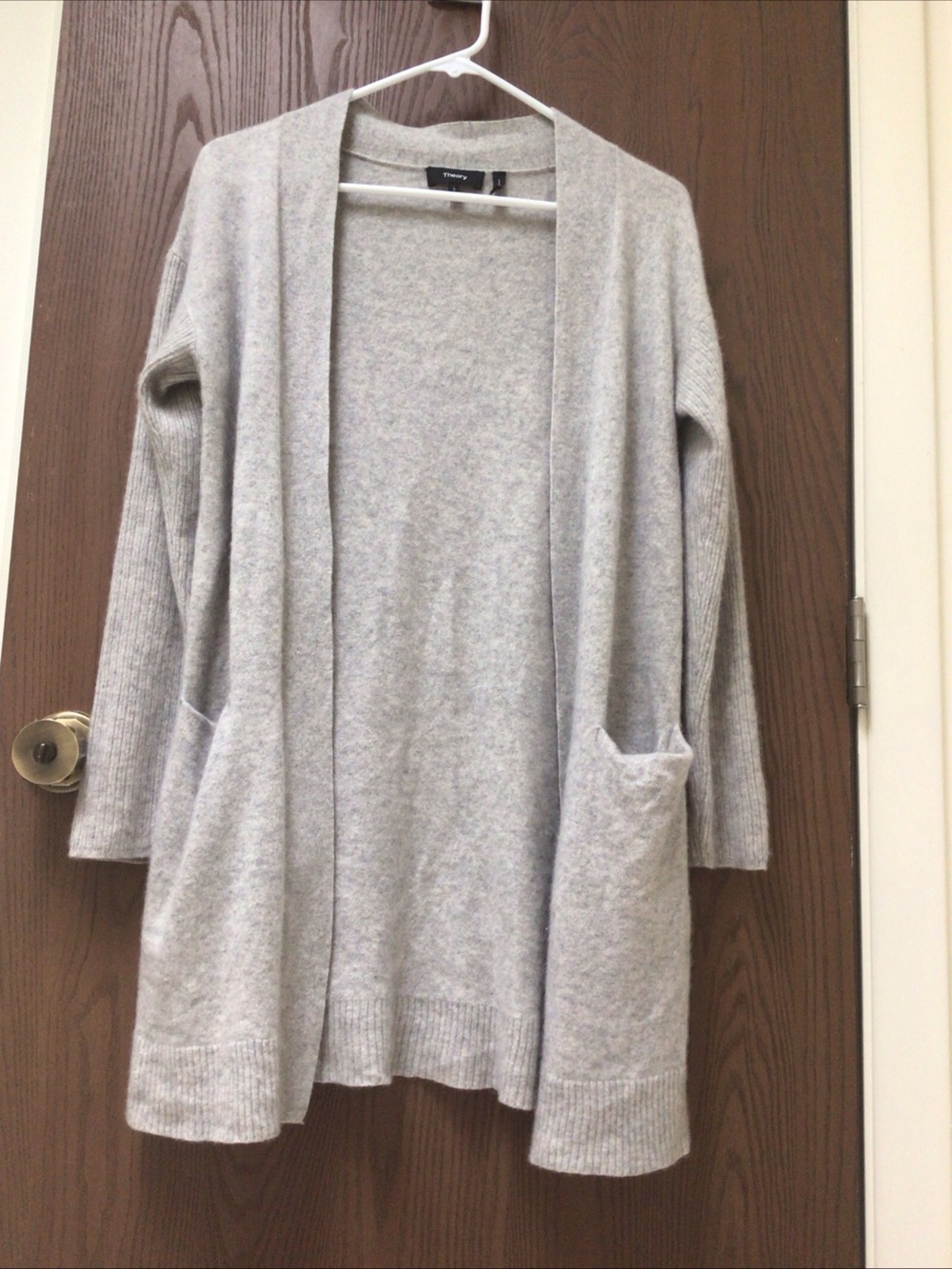 Vince Light Gray Open-Front Pocket Cardigan
